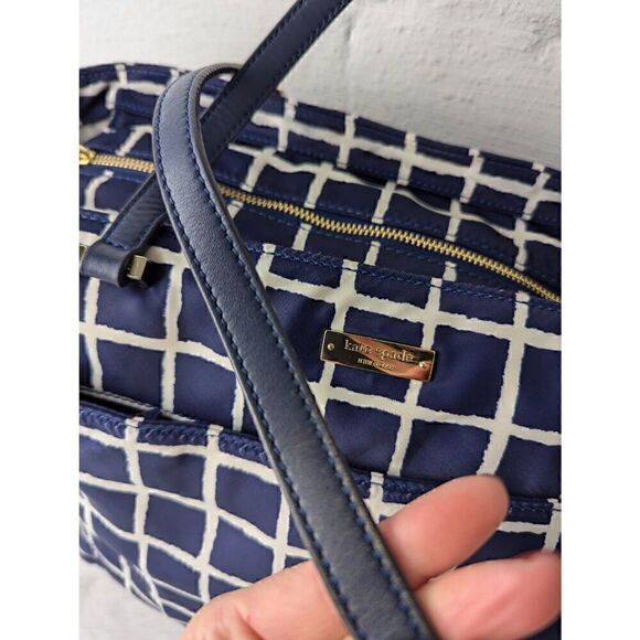 Kate Spade New York Seaside Nylon Francis Bag in Navy White Checkers With Changi - Picture 10 of 16